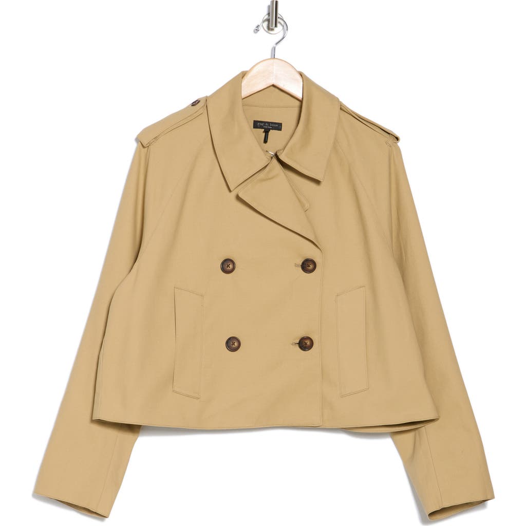 Rag & Bone Talia Crop Trench Jacket In Khaki