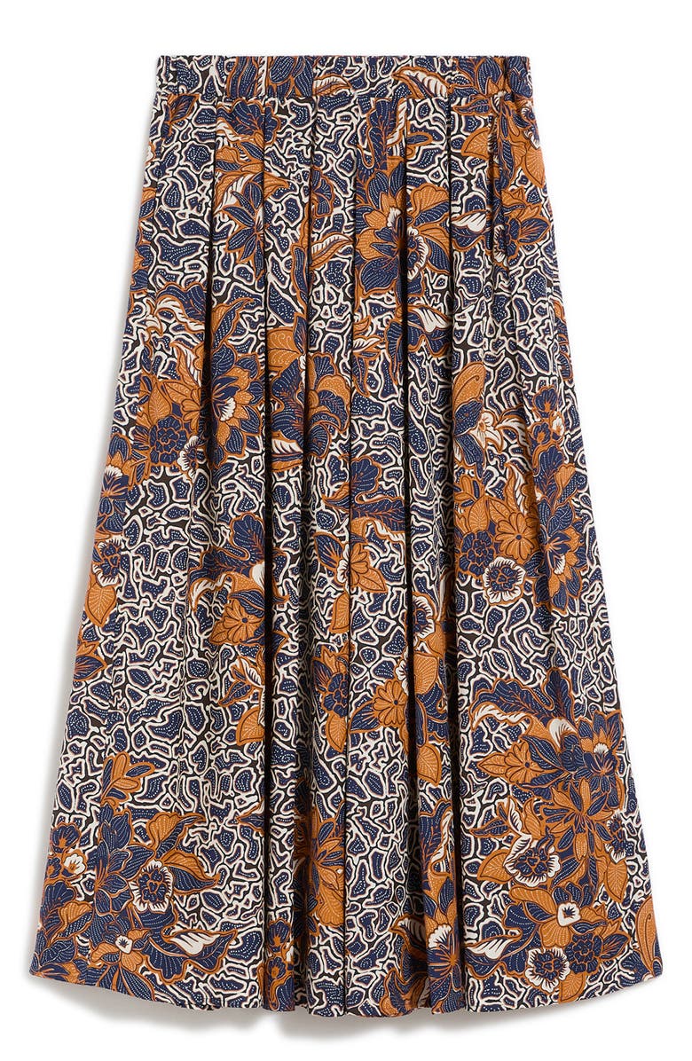 Weekend Max Mara Uomo Paisley Floral Cotton Skirt, Alternate, color, Navy