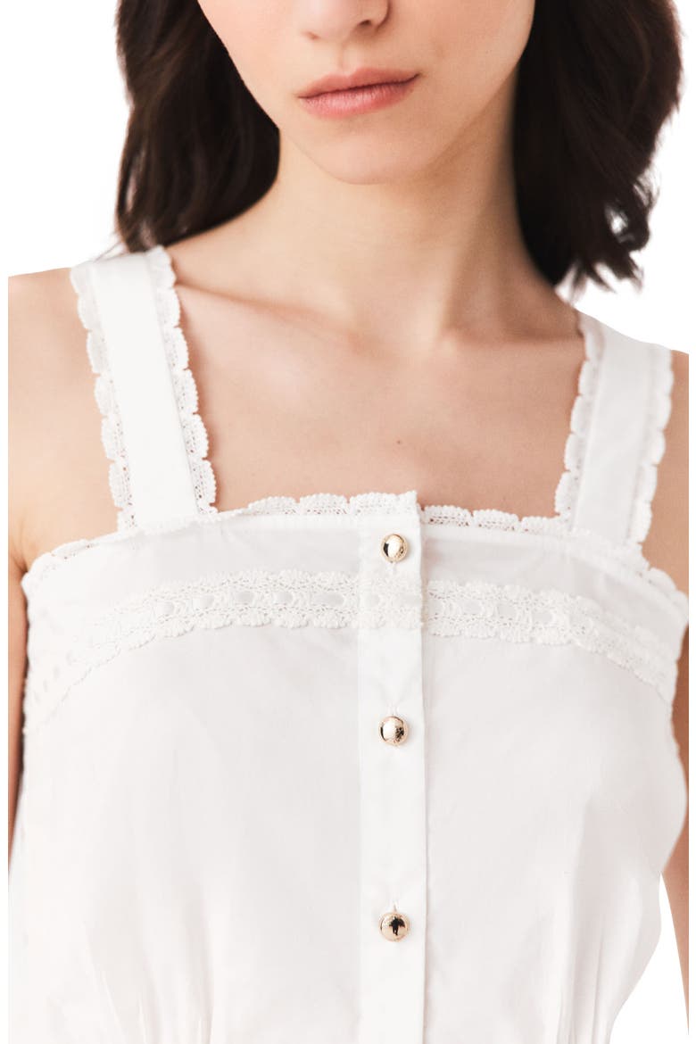 Crop top with lace trim, Alternate, color, White