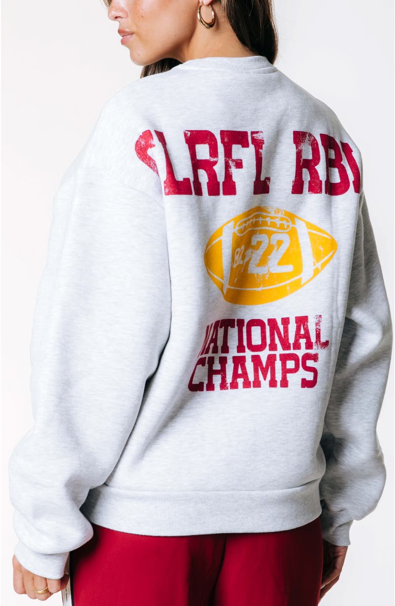 Colourful Rebel National Champs Droped Shoulder Sweat, Alternate, color, Light Grey Melange