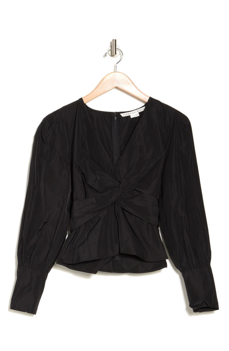 Veronica Beard Seema Twist Front Taffeta Blouse, Alternate, color, 