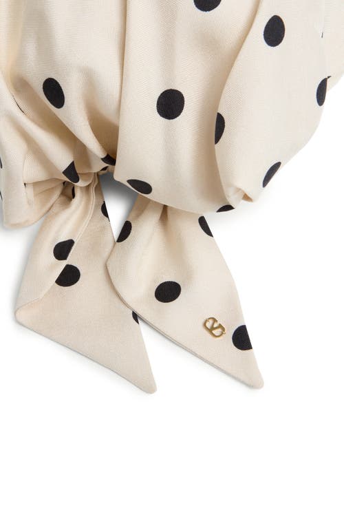Shop Valentino Garavani Polka Dot Silk Head Wrap In Black/cream