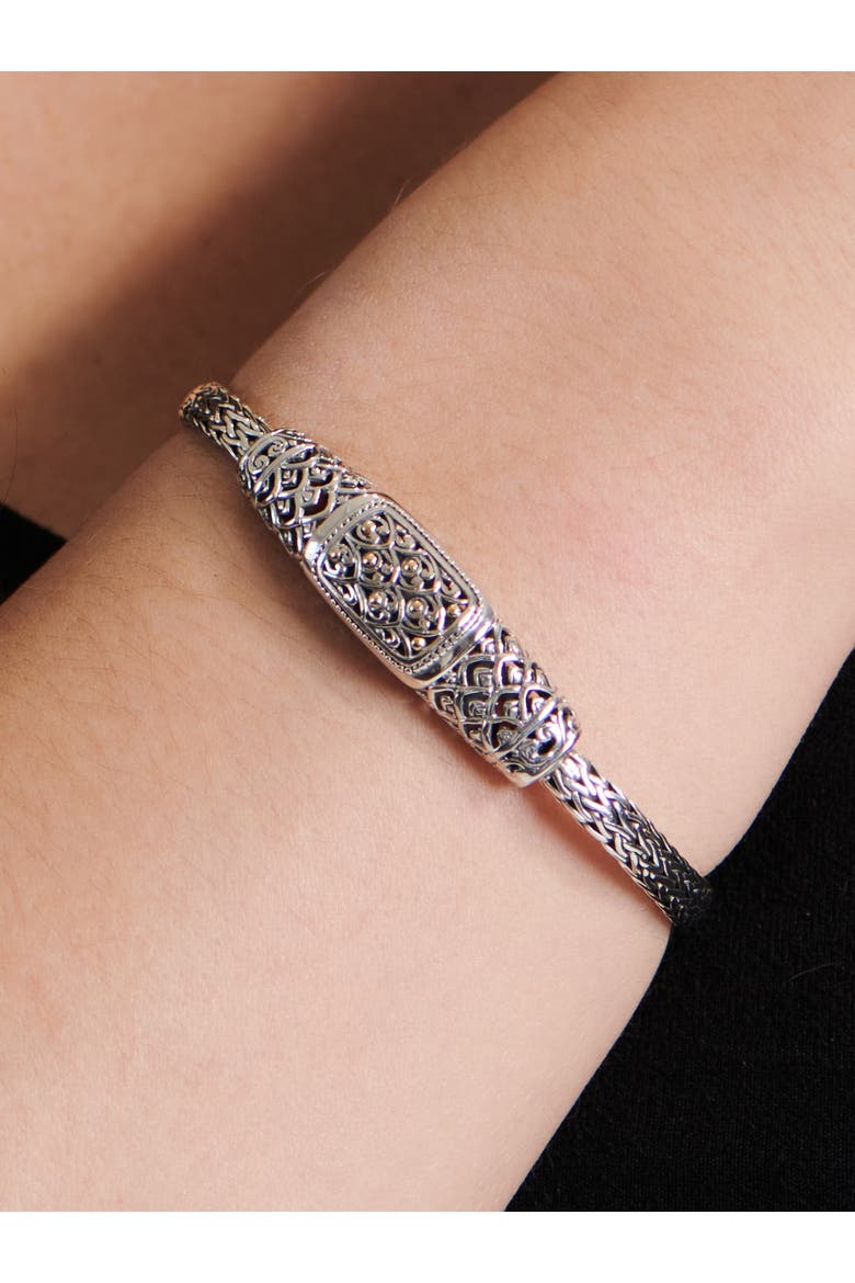Dragon Skin with Dragon Bone Chain Bracelet in Sterling Silver and 18K Gold Accents, Alternate, color, Silver