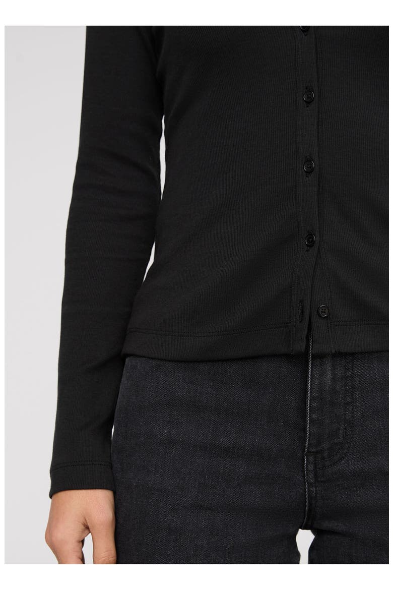 Ribbed Pima Fitted Button Down, Alternate, color, Black