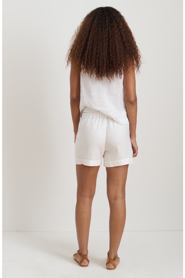 Sidney Tie Neck Sleeveless Linen Top, Alternate, color, WHITE