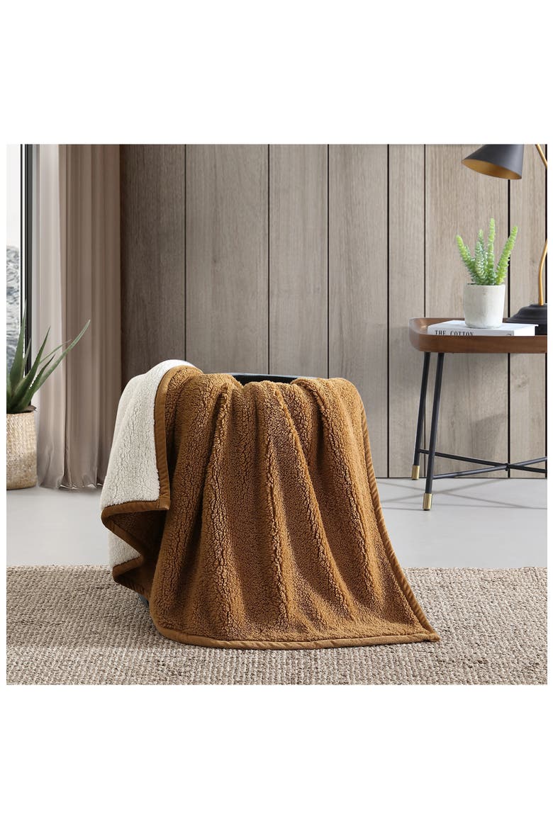 Reversible Fleece Throw Blanket, Alternate, color, BROWN