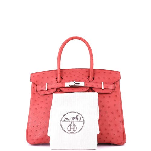 Pre-owned Hermes Hermes Birkin Handbag Pink Ostrich With Palladium Hardware 30 In Purple