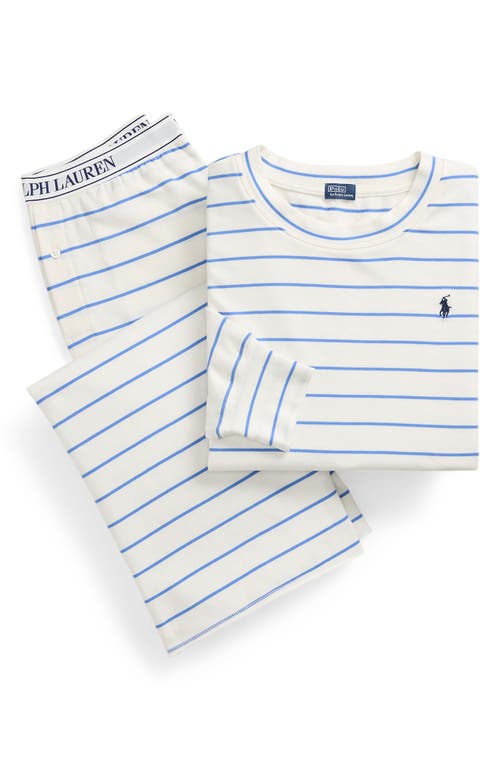 Shop Polo Ralph Lauren Sweatshirt & Wide Leg Pajamas In Vineyard Stripe
