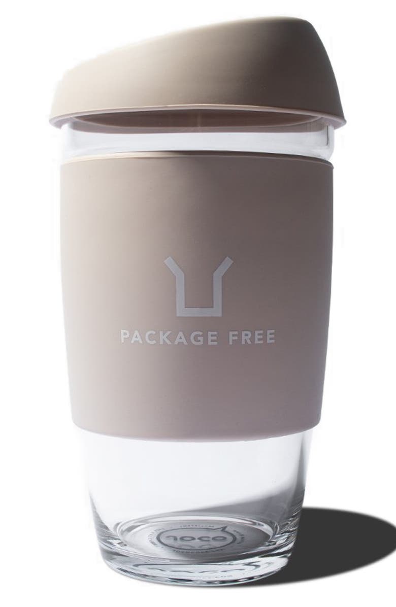 Joco Cups Package Free x Joco Cups 16-Ounce Reusable Glass Coffee Cup, Main, color,