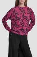DKNY Lightweight Graffiti Heart Print Sweater