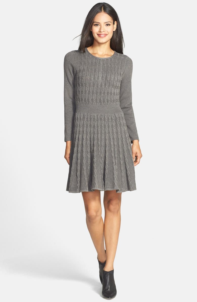 Eliza J Cable Knit Sweater Dress, Alternate, color, 