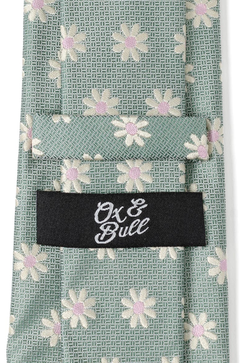 Daisy Floral Silk Tie, Alternate, color, GREEN