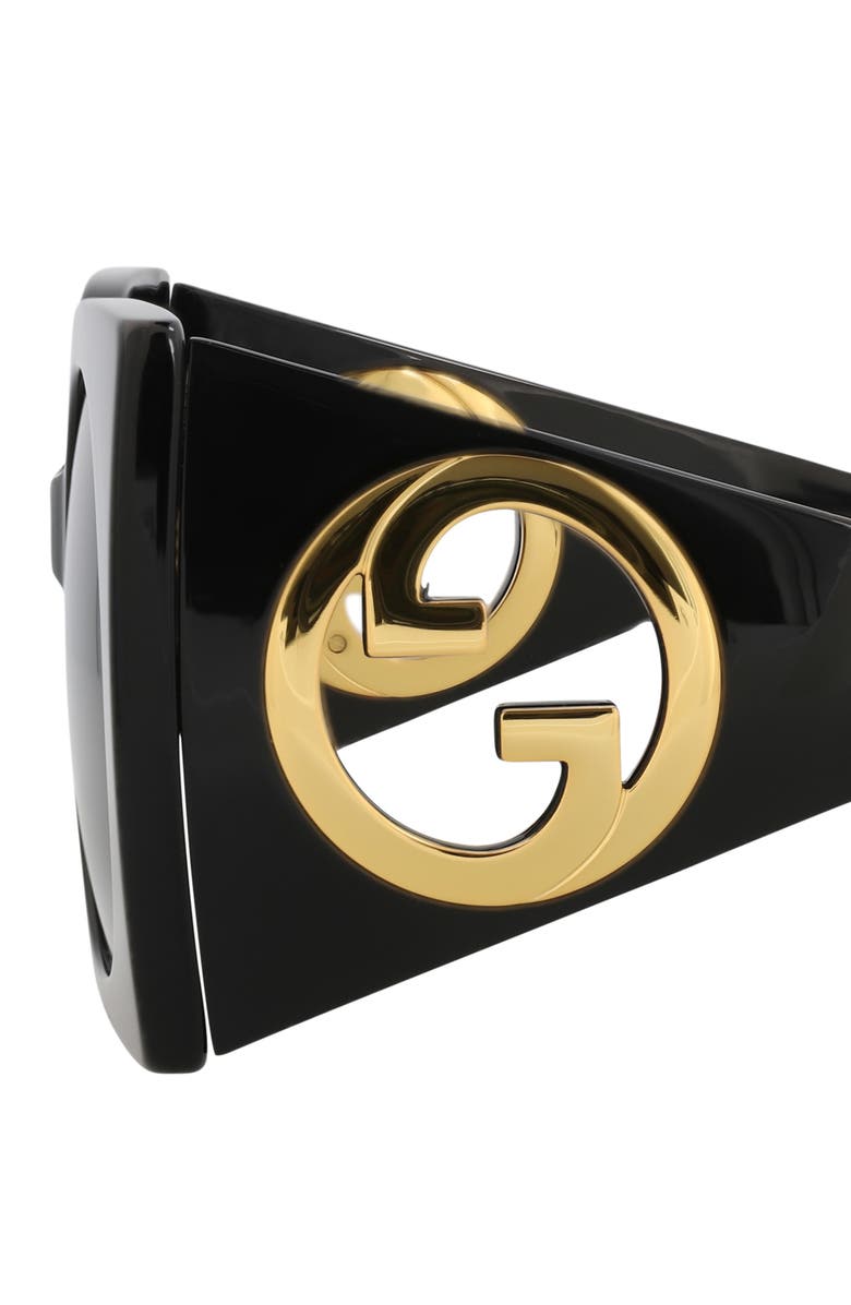 Gucci 55mm Square Sunglasses, Alternate, color, Black Black Grey