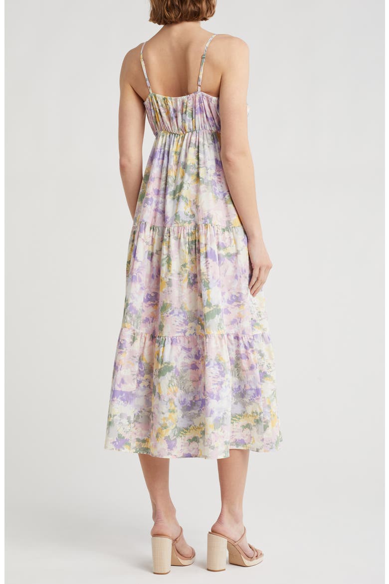 Royan Empire Waist Organic Cotton Midi Dress, Alternate, color, VIOLET TIE DYE
