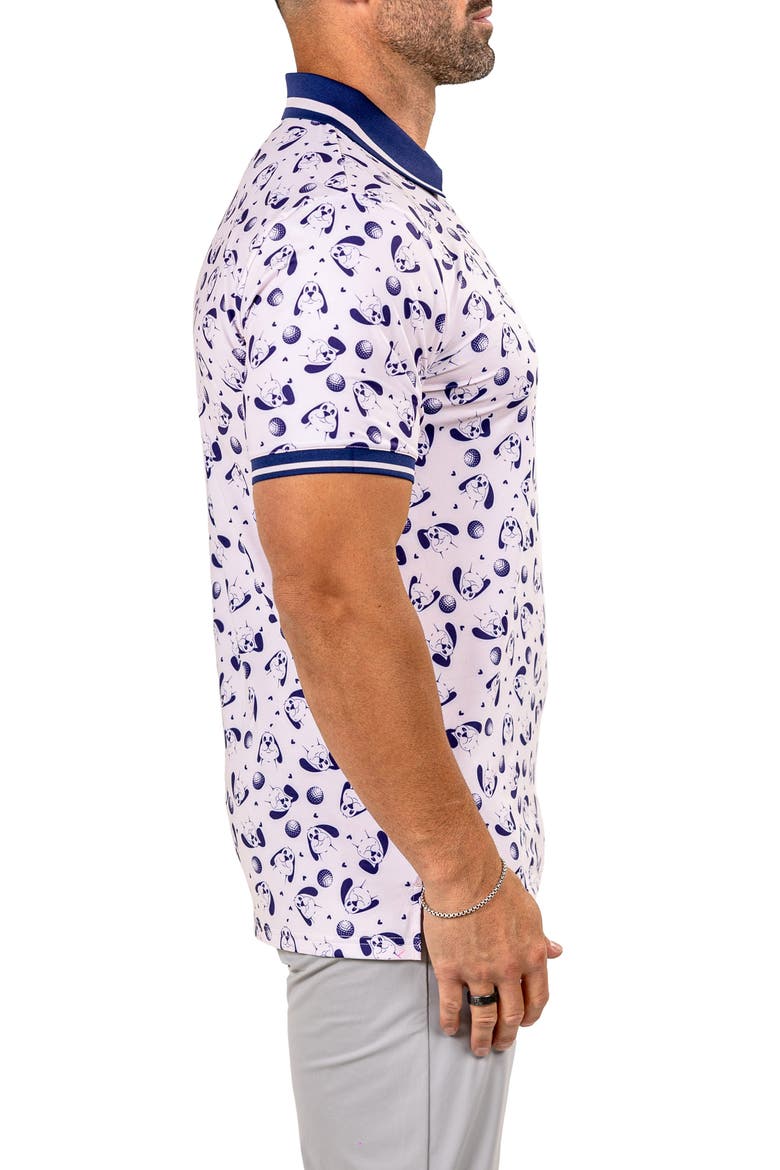 Martyr0006 Print Zip Golf Polo, Alternate, color, WHITE