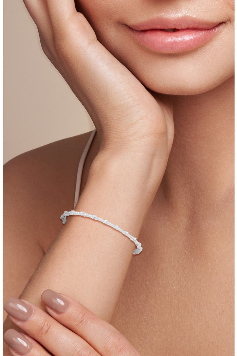 Cubic Zirconia Bangle Bracelet, Alternate, color, SILVER