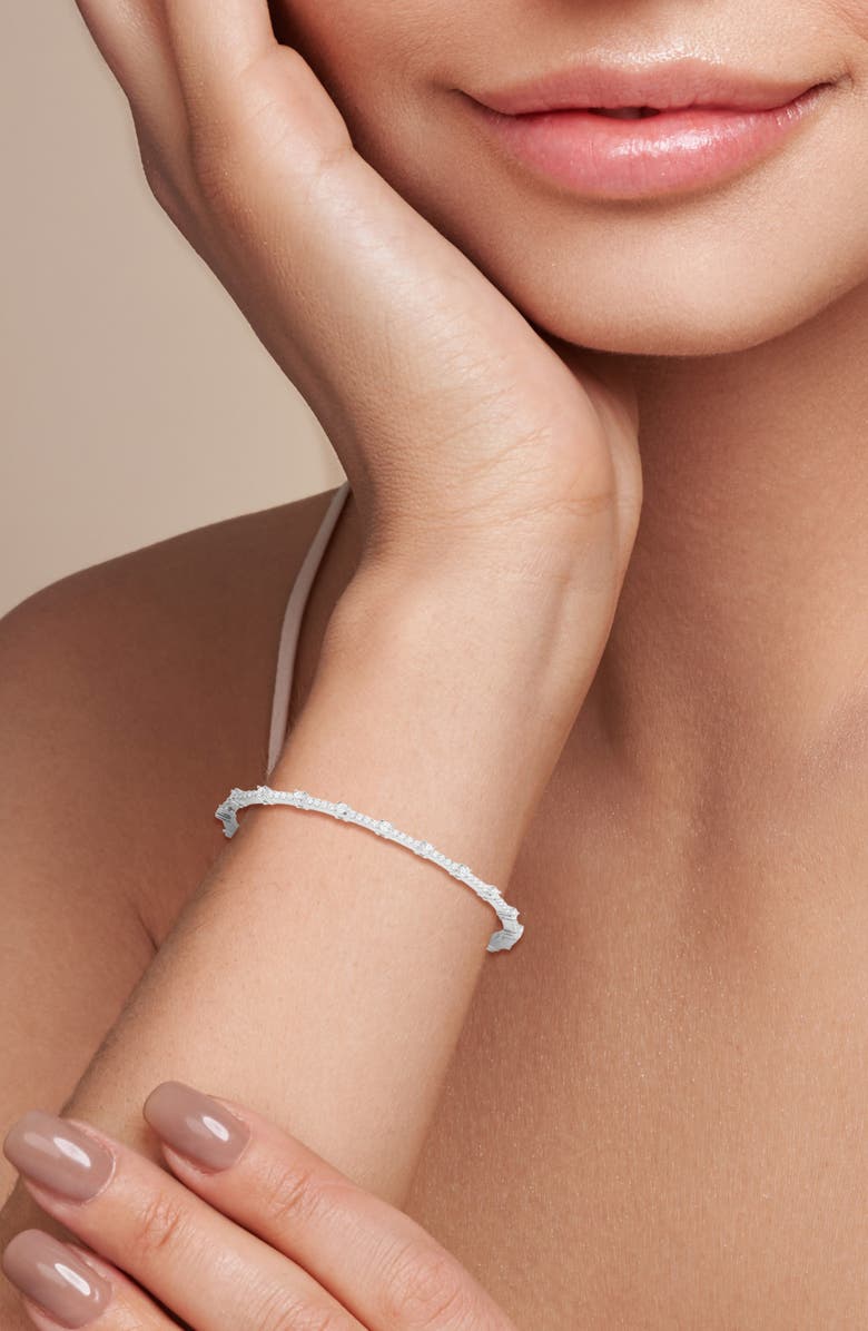 GLAZE JEWELRY Cubic Zirconia Bangle Bracelet, Alternate, color, Silver