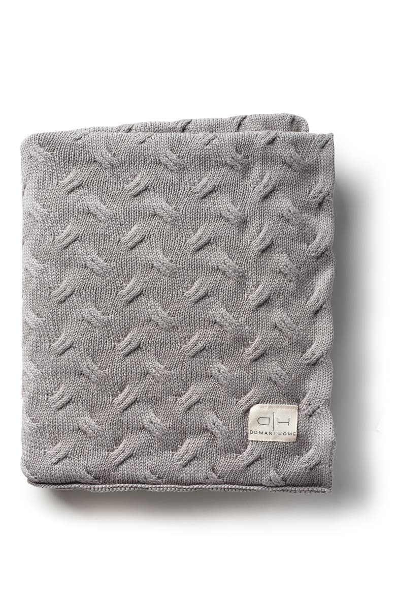 Wave Knit Throw Blanket, Main, color, GRAY