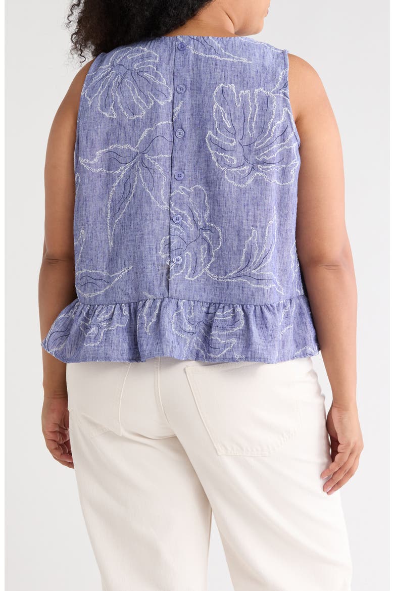 Embroidered Sleeveless Peplum Top, Alternate, color, BASE BLUE