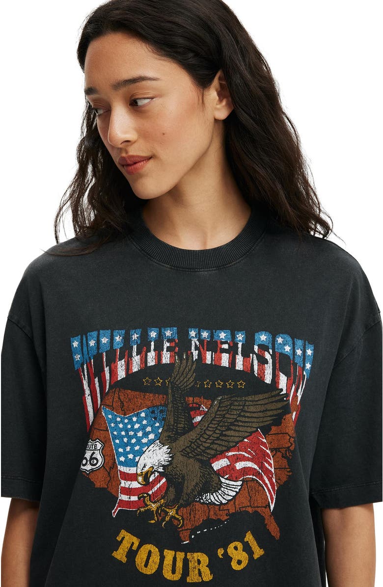 Cotton On The Lcn Music Boxy Graphic Tee, Alternate, color, Willie Nelson 81  Tour