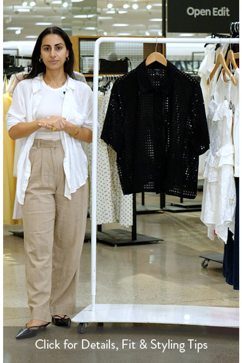 Eyelet Short Sleeve Button-Up Shirt video