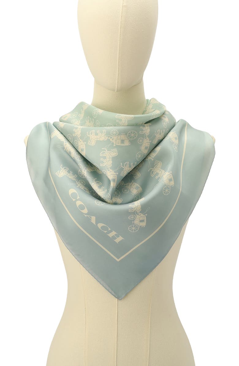 COACH Horse & Carriage Ombré Silk Square Scarf, Alternate, color, Teal Multicolor