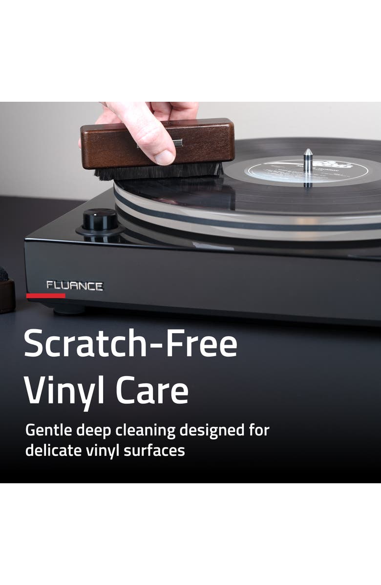 Fluance Vinyl Record Anti-Static Carbon Fiber Brush, Alternate, color, Natural Walnut