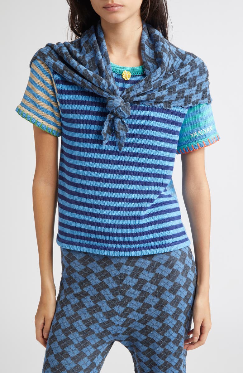 YanYan Basket Argyle Wool Shawl, Main, color, Blue