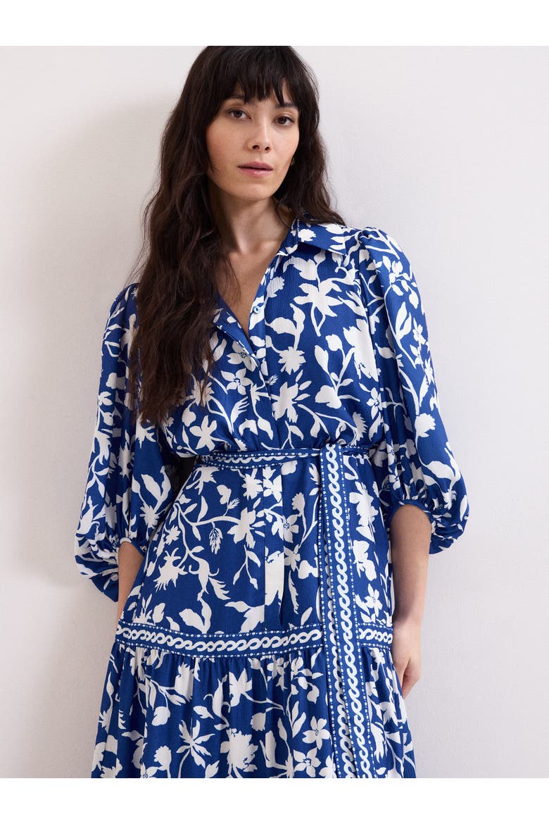 Floral Print Shirt Dress, Alternate, color, Blue