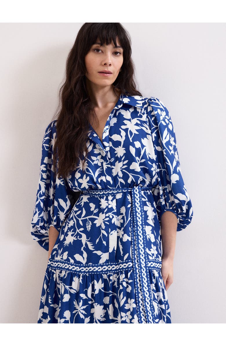 Phase Eight Coralie Floral Print Shirt Dress, Alternate, color, Blue