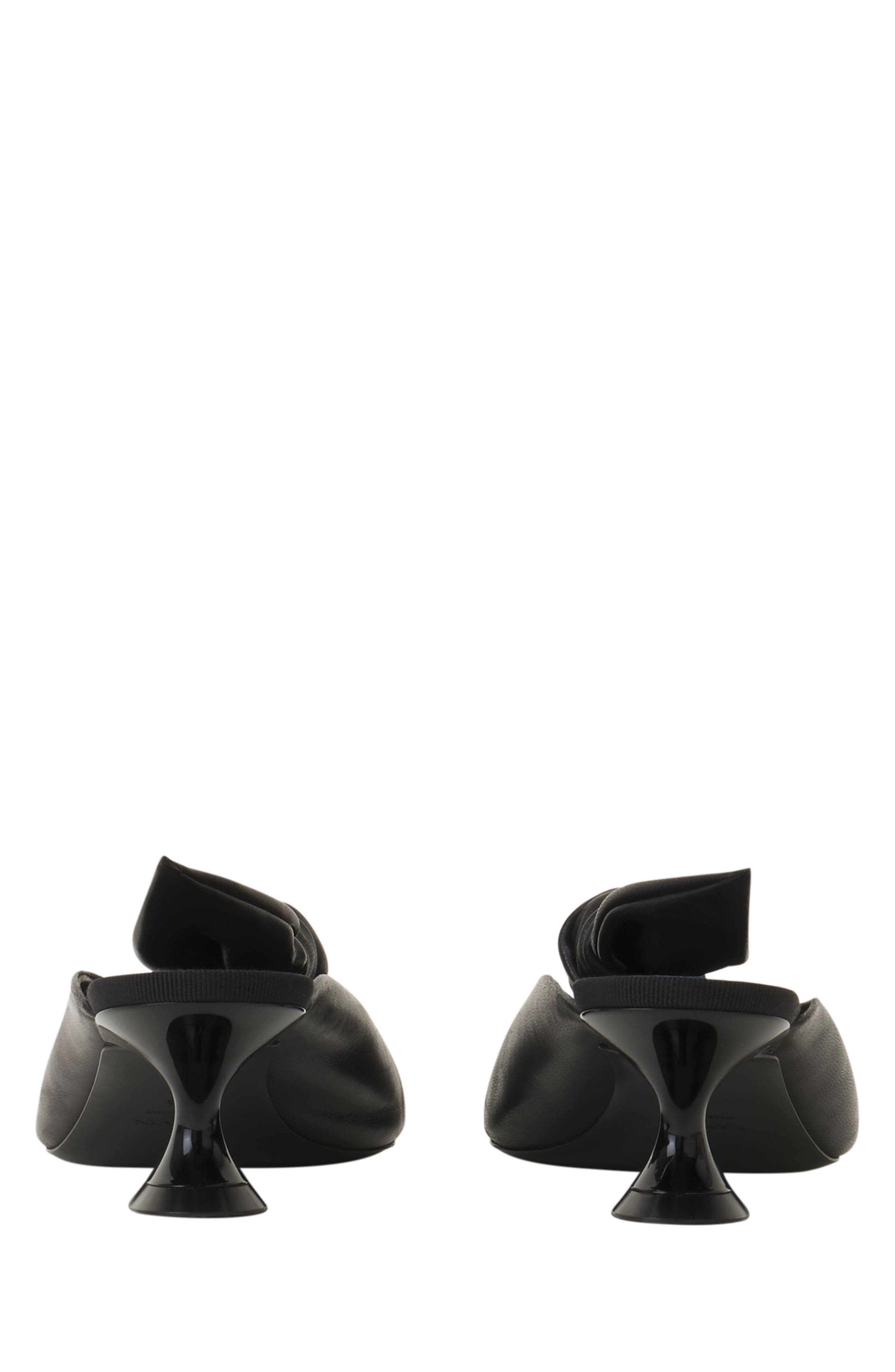 Midnight Step Bow Leather Mule With Heel, Alternate, color, Black