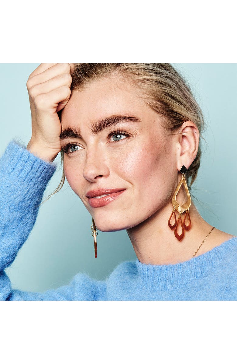 Toolally Feather Drop Earrings - Caramel Swirl & Tortoiseshell, Alternate, color, Caramel Swirl & Tortoiseshell