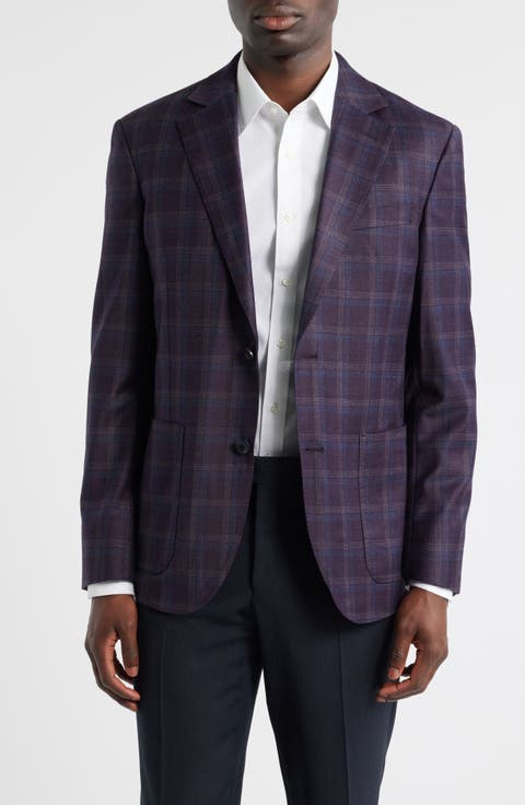 Purple Shadow Check Wool Sport Coat (Regular & Big)