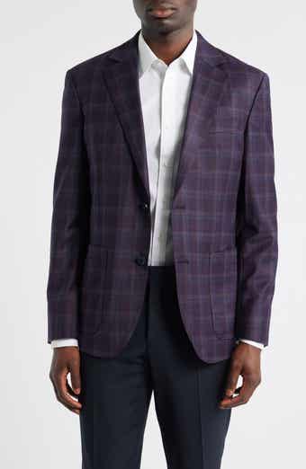 Nordstrom Purple Shadow Check Wool Sport Coat