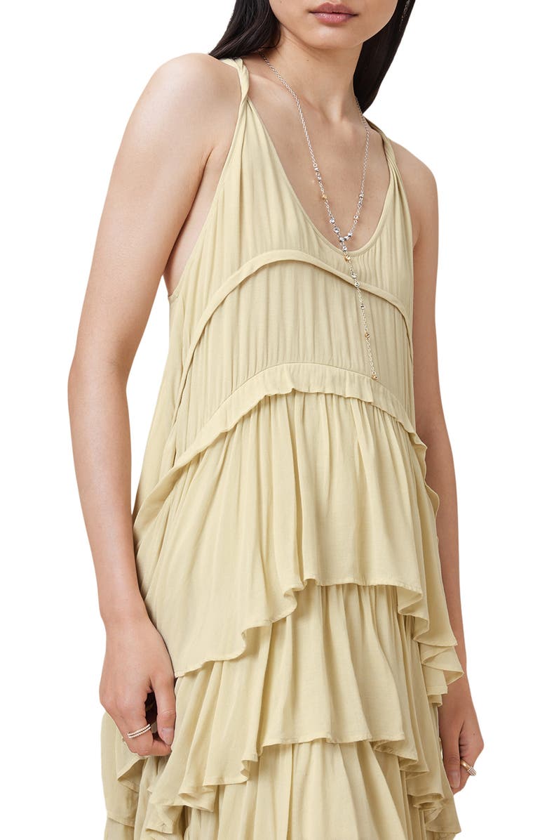AllSaints Cavarly Tiered Ruffle High-Low Dress, Alternate, color, 