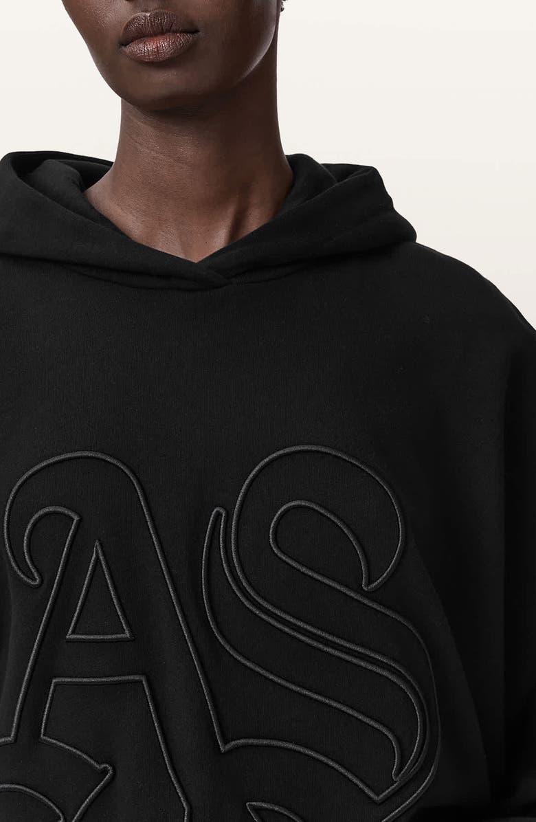 AllSaints Artia Logo Hoodie, Alternate, color, Black