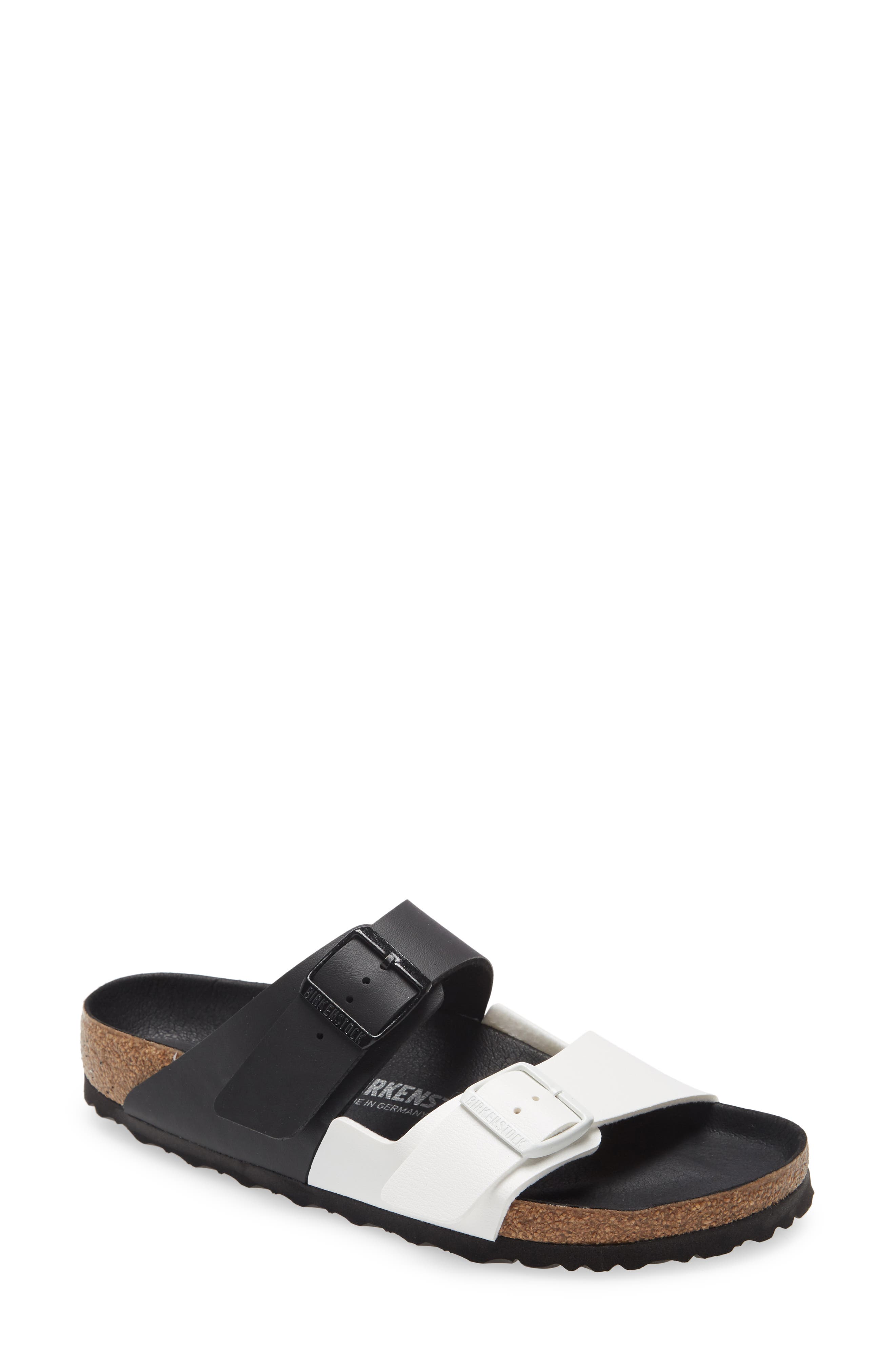 Arizona Birko-Flor™ Sandal, Main, color, BLACK/ WHITE