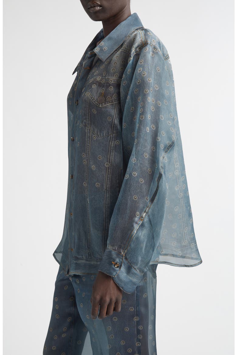 Maya Trompe l'Oeil Silk Organza Button-Up Shirt, Alternate, color, SILK