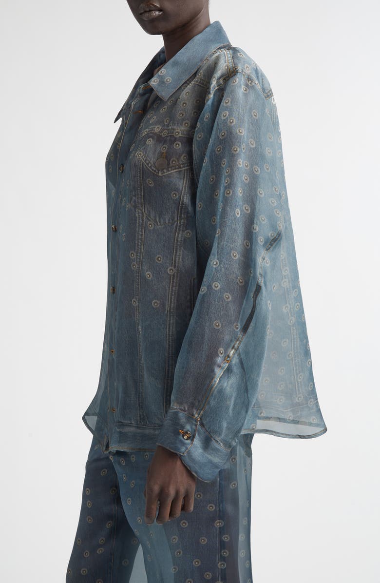 Haikure Maya Trompe l'Oeil Silk Organza Button-Up Shirt, Alternate, color, Silk