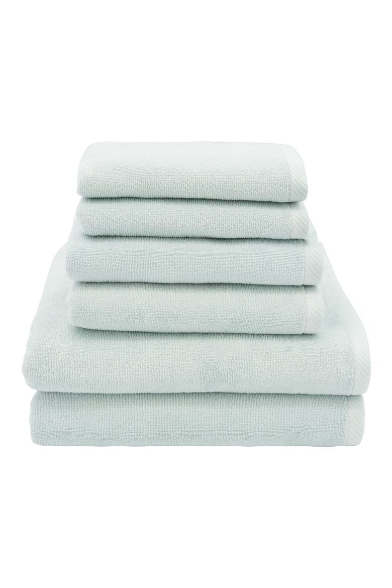6-Piece Ediree Cotton Towel Set, Alternate, color, AQUA