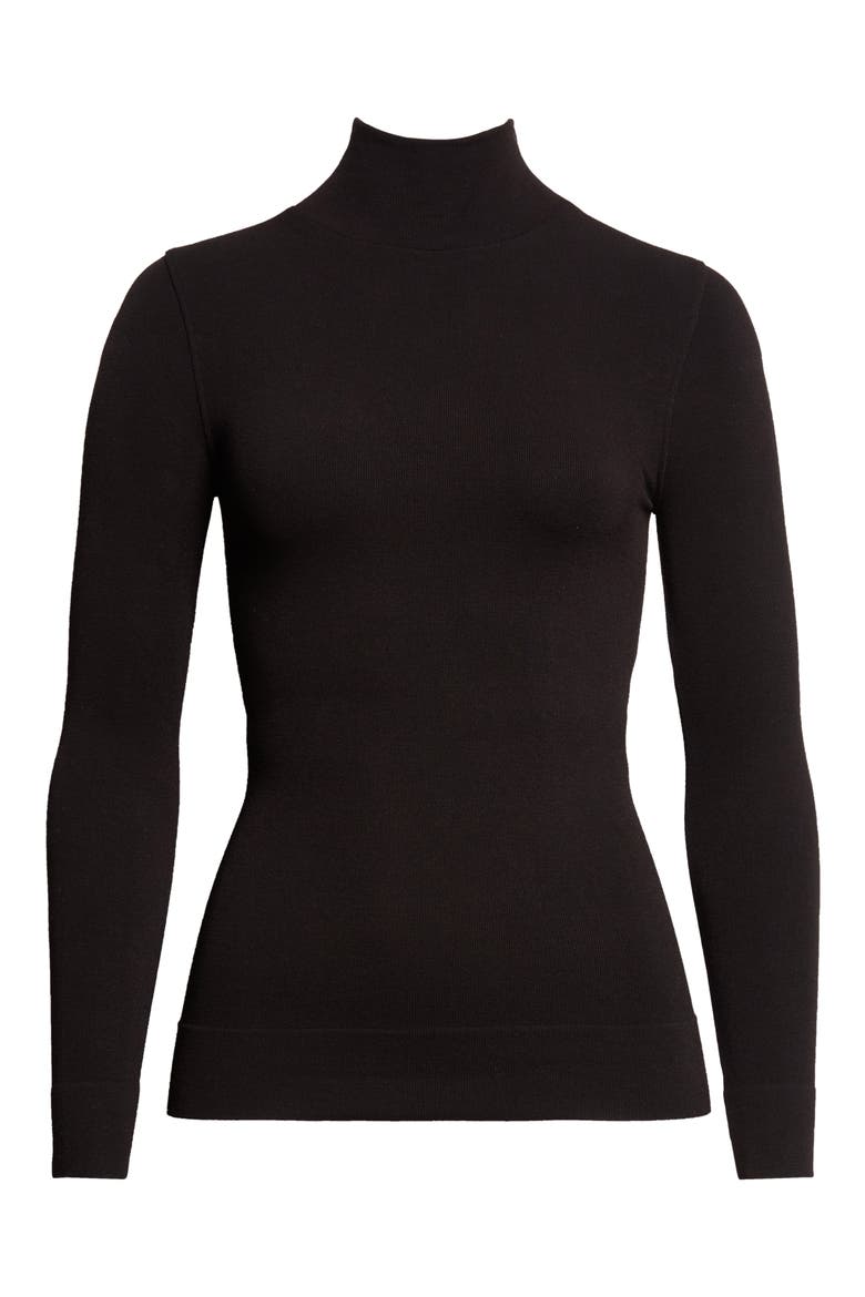Compact Jersey Mock Neck Top, Main, color, BLACK