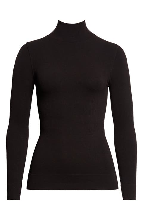 Compact Jersey Mock Neck Top