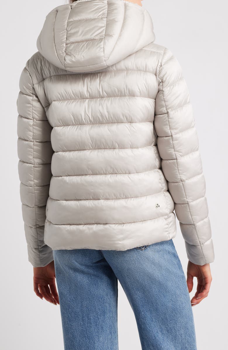 Save The Duck Gretel Faux Shearling Lining Hooded Puffer Jacket, Alternate, color, Rainy Beige