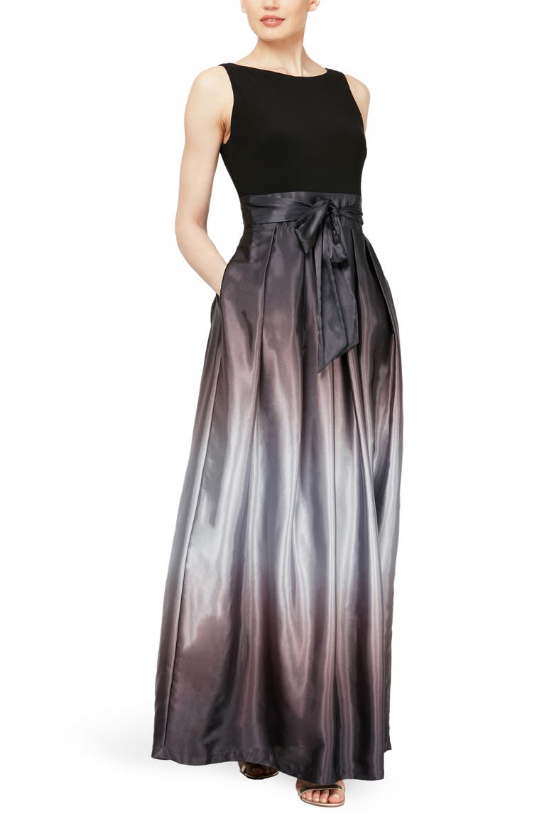 Ombrè Satin Woven Gown, Main, color, BKS