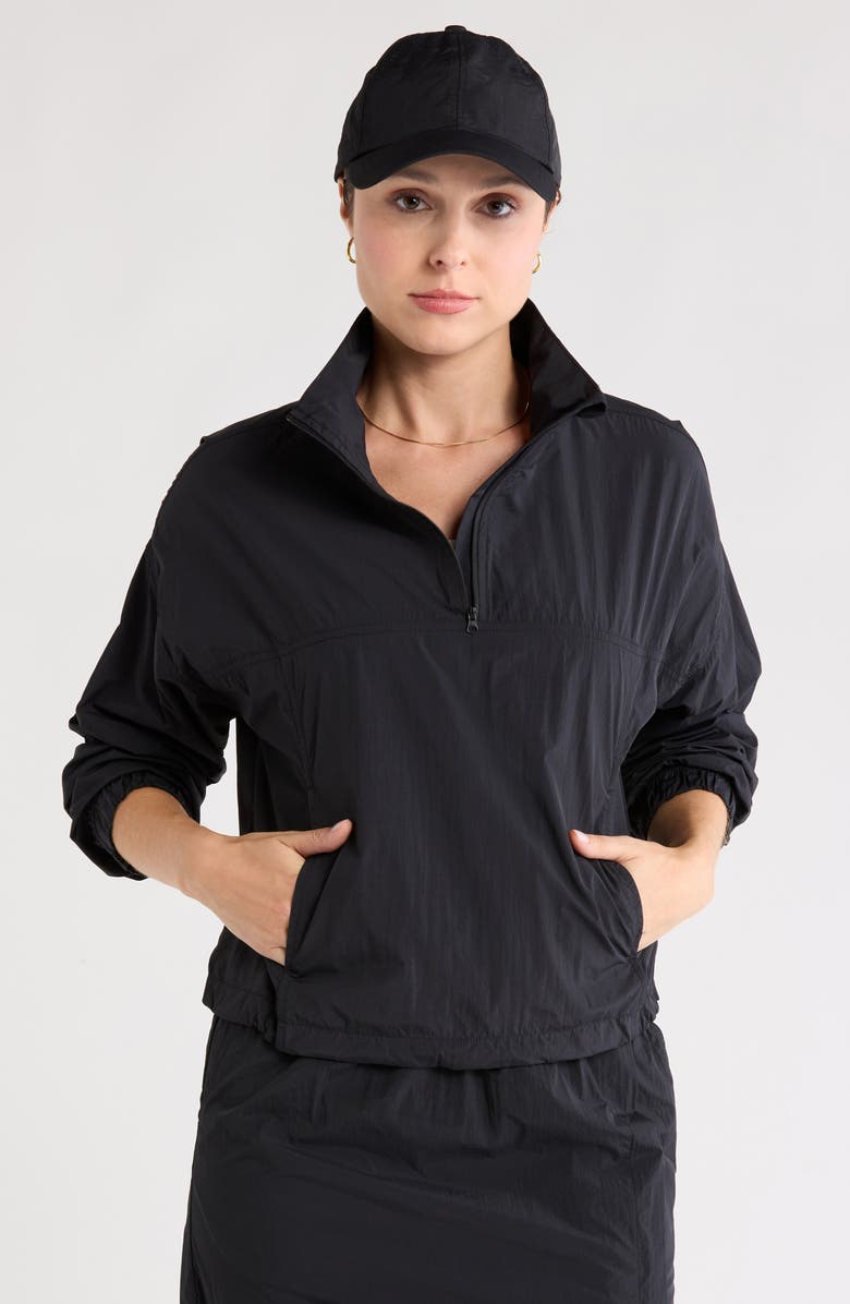 Z by Zella Cadence Quarter Zip Jacket, Main, color, Black