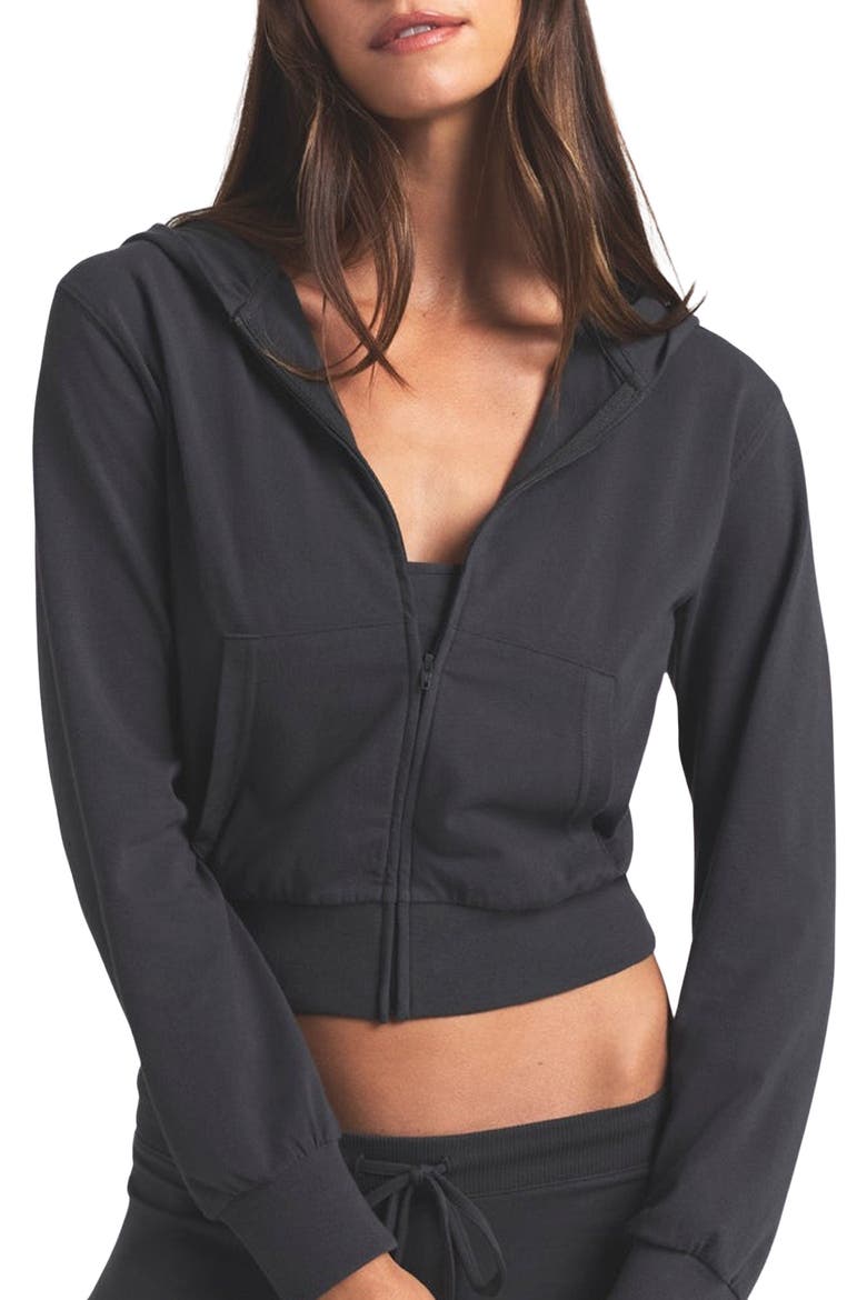 Cotton Jersey Zip-Up Hoodie, Main, color, SOOT