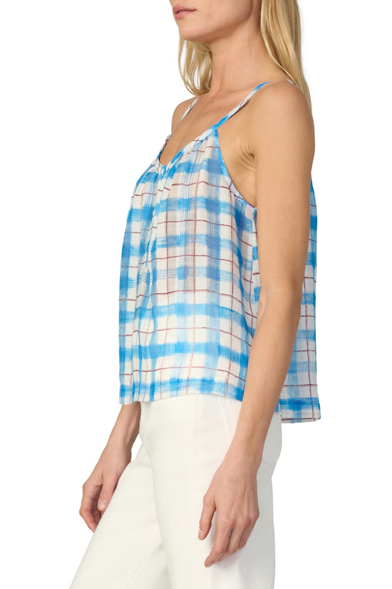 The Charlie Babydoll Tank Top, Alternate, color, BLUE/ RUST CHECK