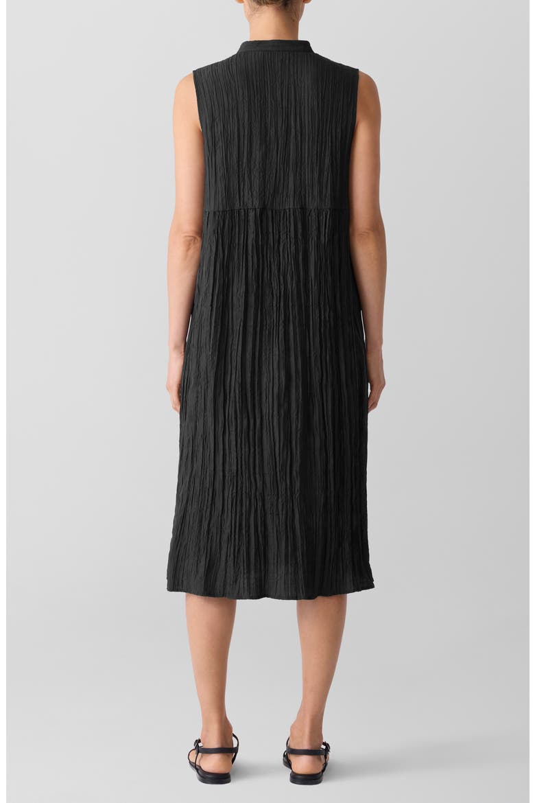 Pleated Sleeveless Silk Shirtdress, Alternate, color, BLACK