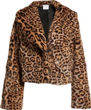 NIKKI LUND Liza Leopard Print Faux Fur Jacket