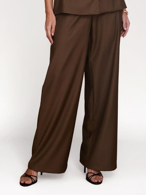 Six Stories Meredith Tailored Wide Leg Pants In Brown